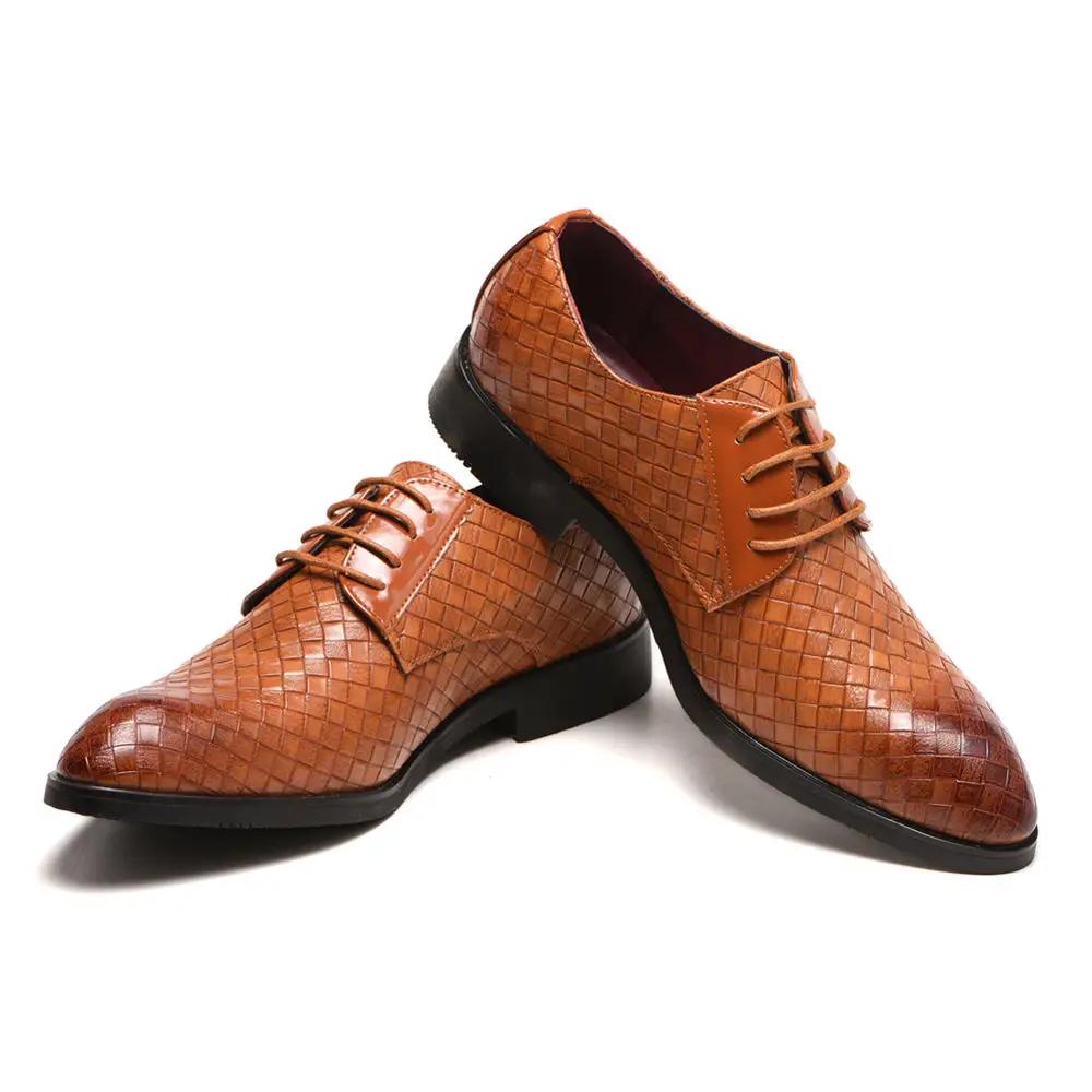 Fashion Braided Pattern Male Casual Shoe Formal Dress Business Designer Luxury Sale Men's Leather Brogue Shoes Low Price Shipping Free