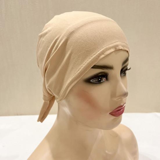 Ethnic Style Top Hat Solid Color Knotted Design Breathable Lightweight Headscarf Hat Outdoor Activities Headwear