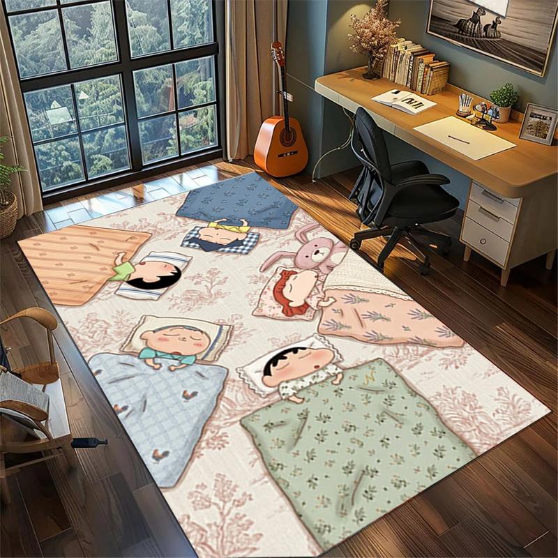 Crayon Shin-chan Area Floor Mat Non Slip Washable Large Rug Gamer Room Bedroom Decor