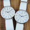 Salvatore Marra Pair Watches Set of 2 White Leather Watches for Men and Women - SM15117-SSWHBL SM15117-SSWHBL