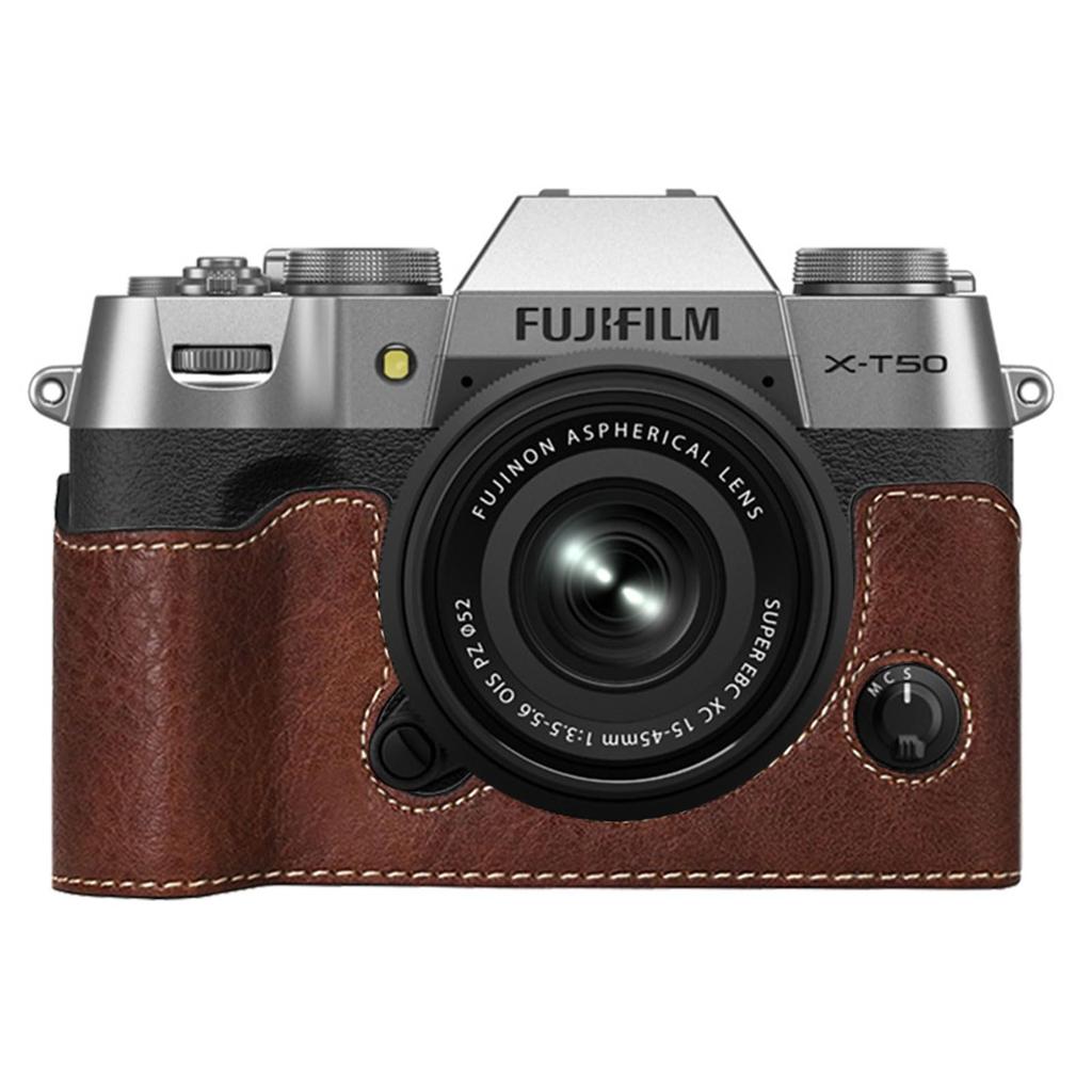 BEADY FUJIFILM XT50 Dedicated Hand Grip Case, PU Leather, Brown, for Fujifilm X-T50