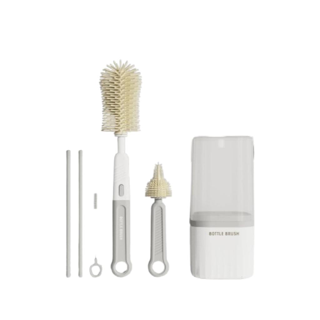 Crystal Craft Baby Bottle Brush, Travel Bottle, Silicone Bottle Cleaning Brush, Drying Stand, Easy Cleaning [Gray]