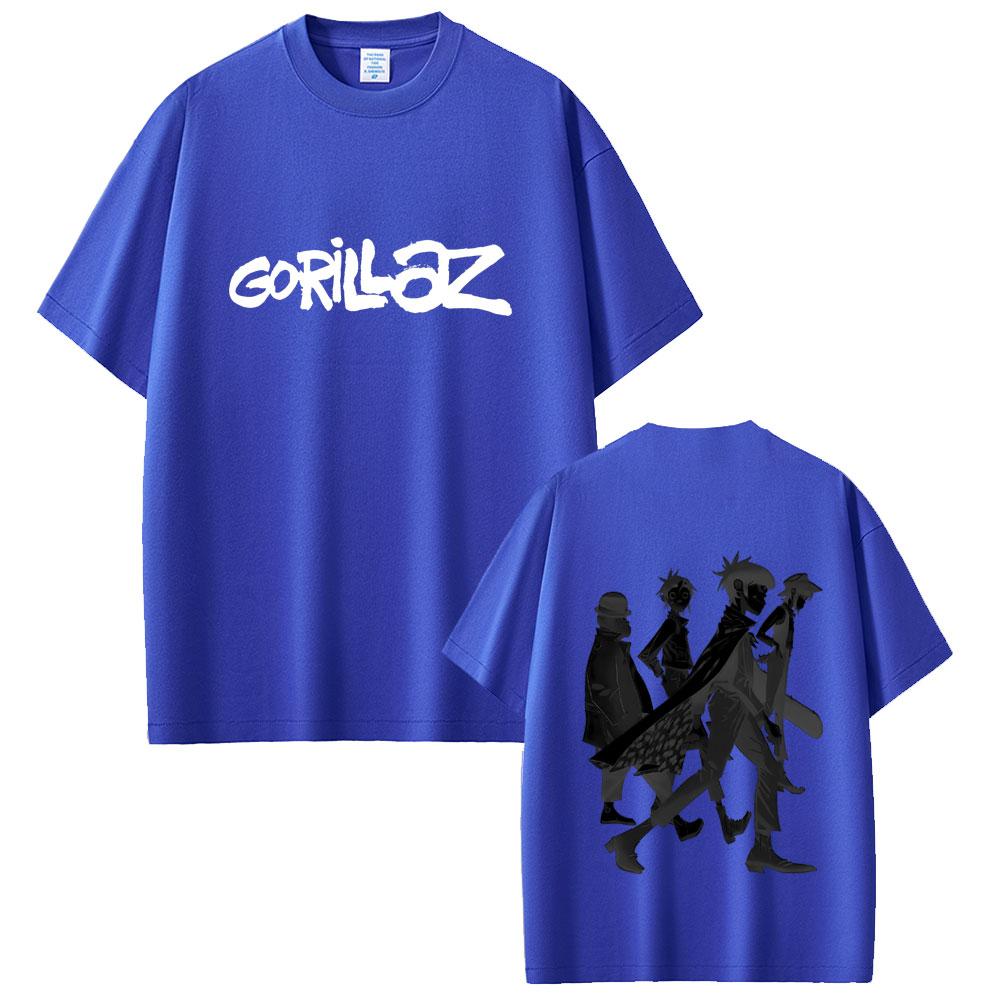 Ограниченный выпуск Футболка с принтом Gorillaz Мужская Женская Повседневная Свободная Футболка с круглым вырезом Мужская Мода Хлопковая Футболка Высокого Качества