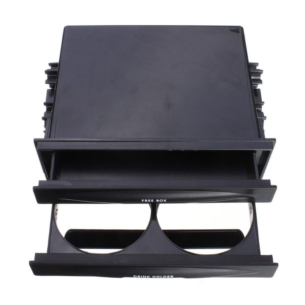 Black Kit Dash Storage Box Car Radio Pocket Drink Cup Holder Double Din