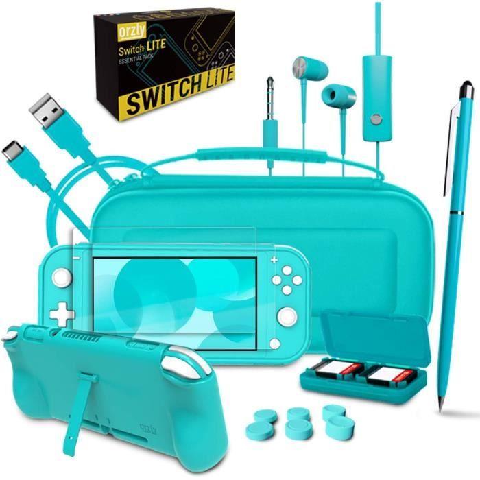 Pack de Démarrage - ORZLY - Nintendo Switch Lite - Étui Noir - Accessoires Inclus - Protection Écran