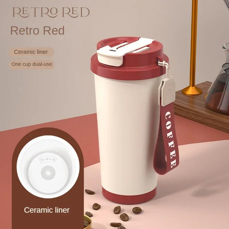 Керамические вакуумные термосы большой емкости, многоразовые термосы с двойными стенками, кружка для кофе из нержавеющей стали, изолированная чашка, домашняя посуда для напитков