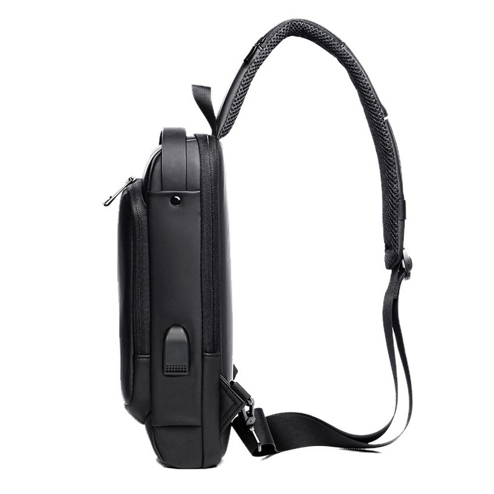 Men Sling Bag Pack with Lock Waterproof Antitheft Chest Bag with USB Charging Port Shoulder Bag