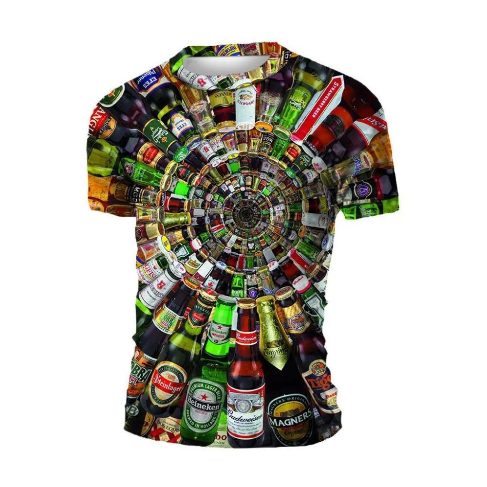 Мужские и женские 3D-печатные дышащие быстросохнущие футболки с круглым вырезом и короткими рукавами для летнего пивного фестиваля