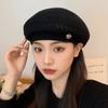 Japanese Style Hollowed Out Beret Hat Fashionable Crochet Knitted Cap Weave Painter Hat  Summer