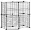 3114036 vidaXL Pet Cage 12 Panels and Door Black 35x35 Cm
