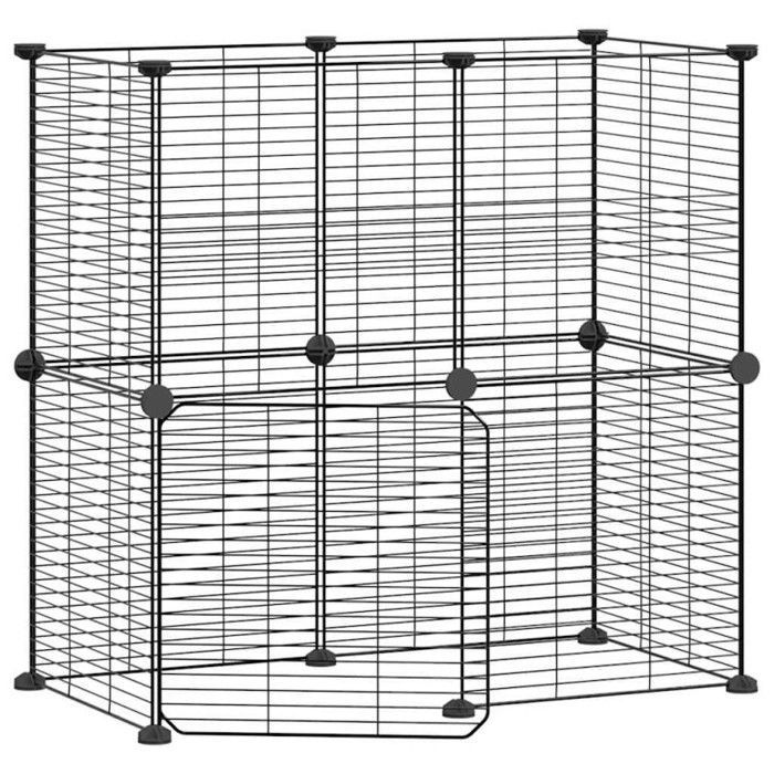 3114036 vidaXL Pet Cage 12 Panels and Door Black 35x35 Cm