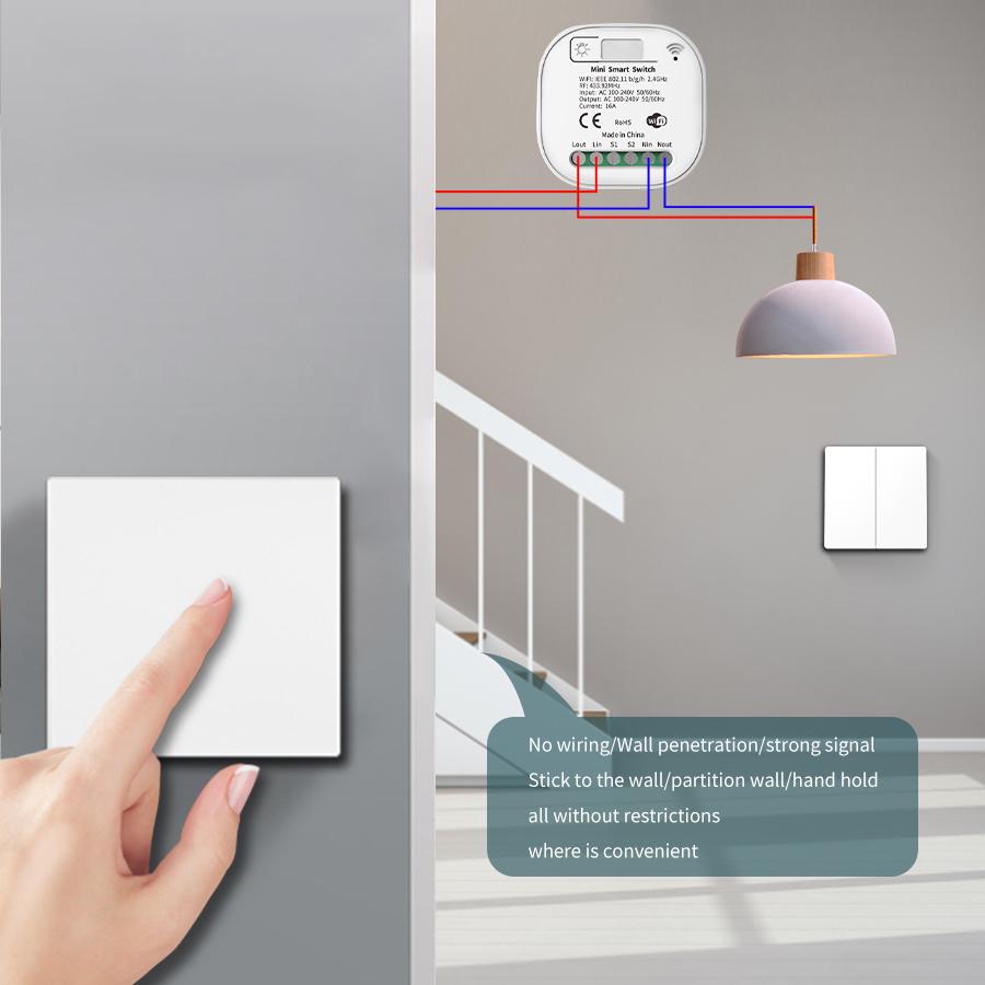 16A Tuya WiFi Smart Switch Беспроводной 433 МГц Автономный, без батареи, настенные выключатели Голосовое управление через приложение с Google Home Alexa