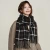 High Looking Imitation Cashmere Retro Hoop Yarn Plaid Scarf for Women Autumn and Winter Fashion Warm Tassel Shawl Scarf