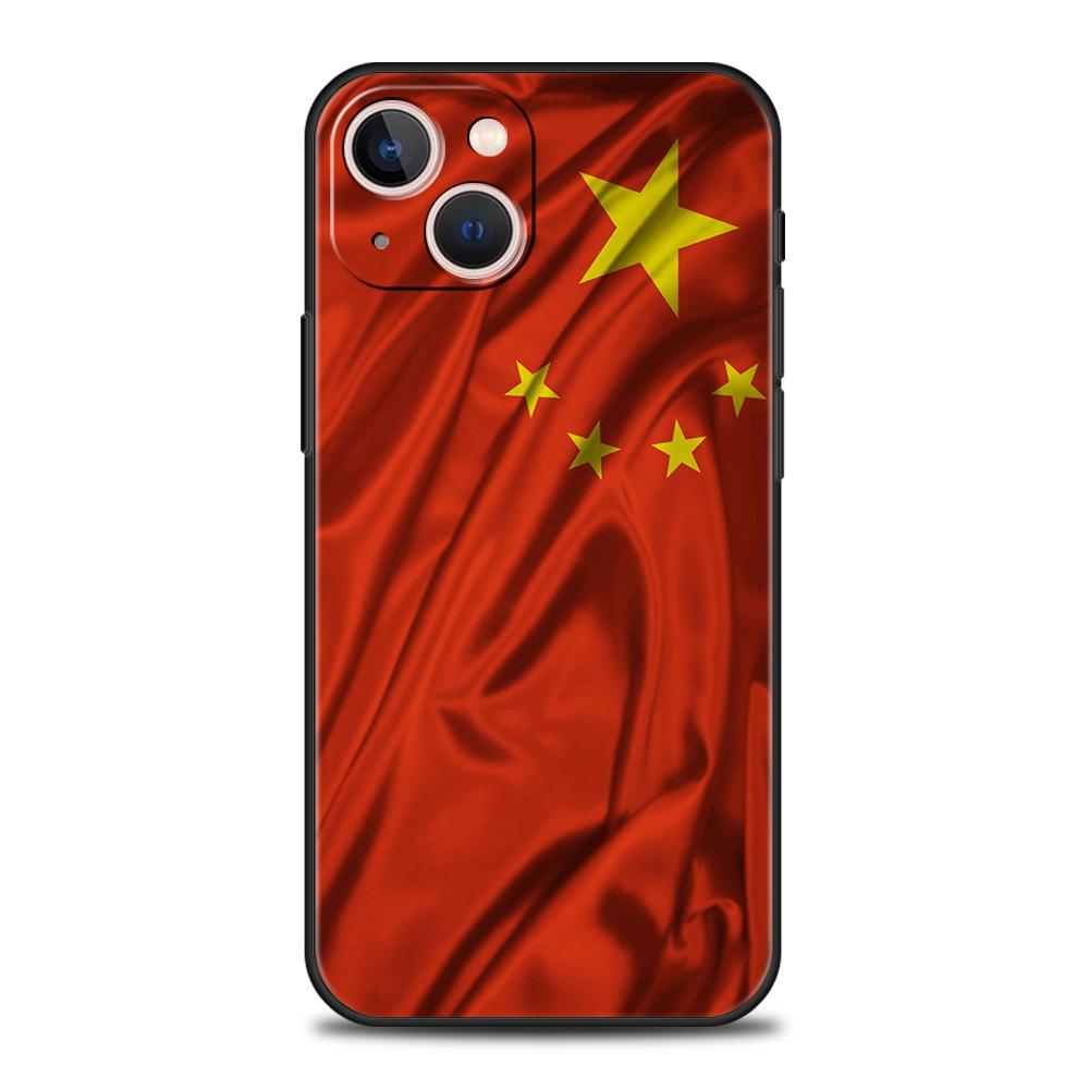 Чехол для телефона с флагом Китая для iPhone 16 15 14 13 12 Pro Max 11 Pro Max 7 8 Plus XS XR Ударопрочный Мягкий чехол Capas