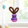 Button Easter Bunny Craft Kit DIY Button Bunny Hanging Ornament with Twisting Stick Ears for Easters Basket Stuffer Holiday Party