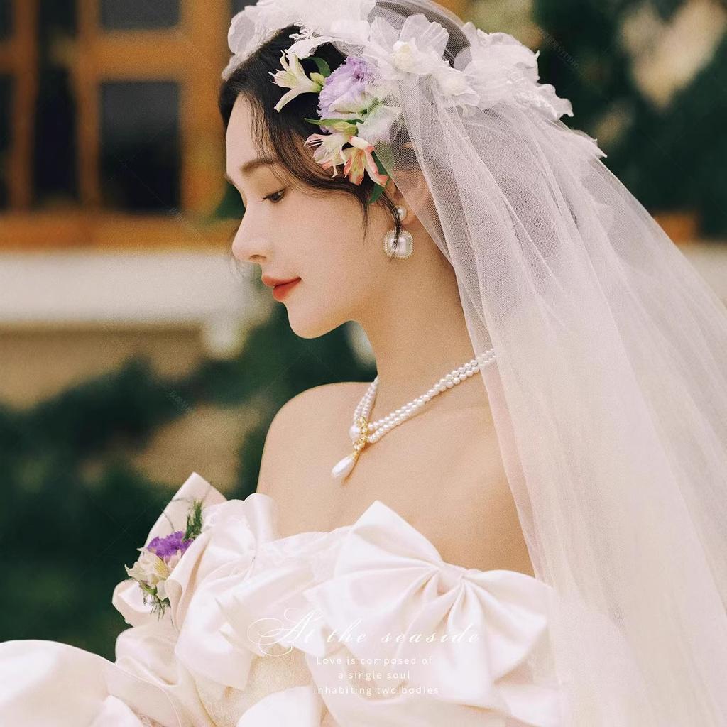 Французское ретро свадебное платье парное платье белое легкое свадебное платье