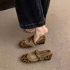 AJGS Women's Round Toe Square Heel Velvet Matte Shoes Women Comfortable Loafers Leather Mary Jane Shoes Leopard Print Heels