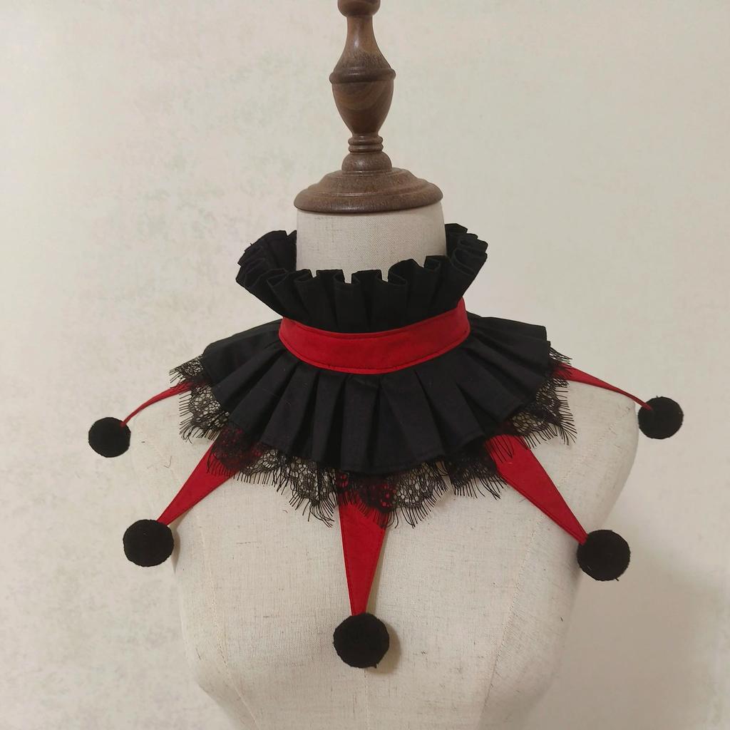 Handmade Halloween Colorful Clowns Chocker Cute Wear Fairy Tale Style Clown Collar Cos Stage Clown Ruff Collars