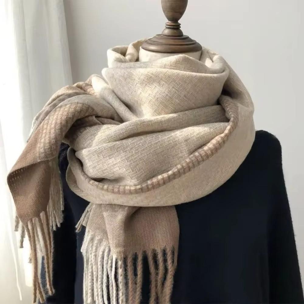 with Tassels Cashmere Scarf Thickened Neck Warmer Korean Style Wrap Shawls