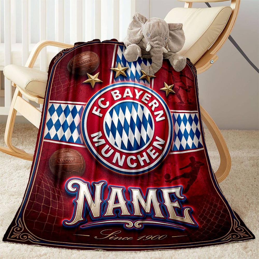 Bayern Munich Celebration Personalized Text Blanket Gift Customizable Blanket Warmthful Decor for Home Decor Office Nap Bedding for All Occasions