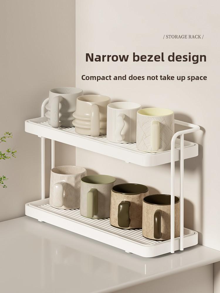 Double Layer Desktop Cup Storage Ra Tabletop Tea Cup Water Cup Draining Stand Coffee Corner Arrangement Small Size Organizer
