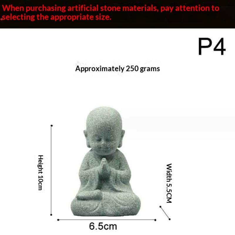 Статуя Будды в китайском стиле, милые фигурки маленьких монахов, ландшафтный дизайн с мхом для аквариума, дзен, восточная эстетика, украшение для сада