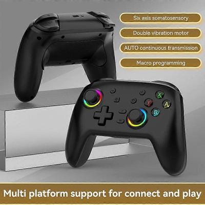 RGB беспроводной BT контроллер для Nintendo Switch/OLED/Lite геймпад для Android телефон/ПК/TV Box/Steam джойстик с функцией Turbo(Черный RGB)