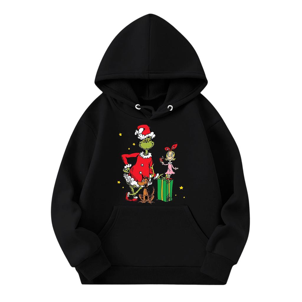 Рождественская детская толстовка с длинным рукавом, легкая повседневная толстовка с капюшоном, свободная, удобная детская толстовка