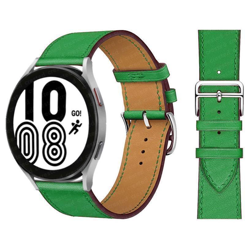 20 22 мм ремешок из натуральной кожи для Samsung Galaxy Watch 6 classic 43 мм 47 мм 5 6 7 FE 4 40 мм 44 мм classic 4 42 мм/46 мм 3 45 мм 41 мм Gear S2 S4 S3