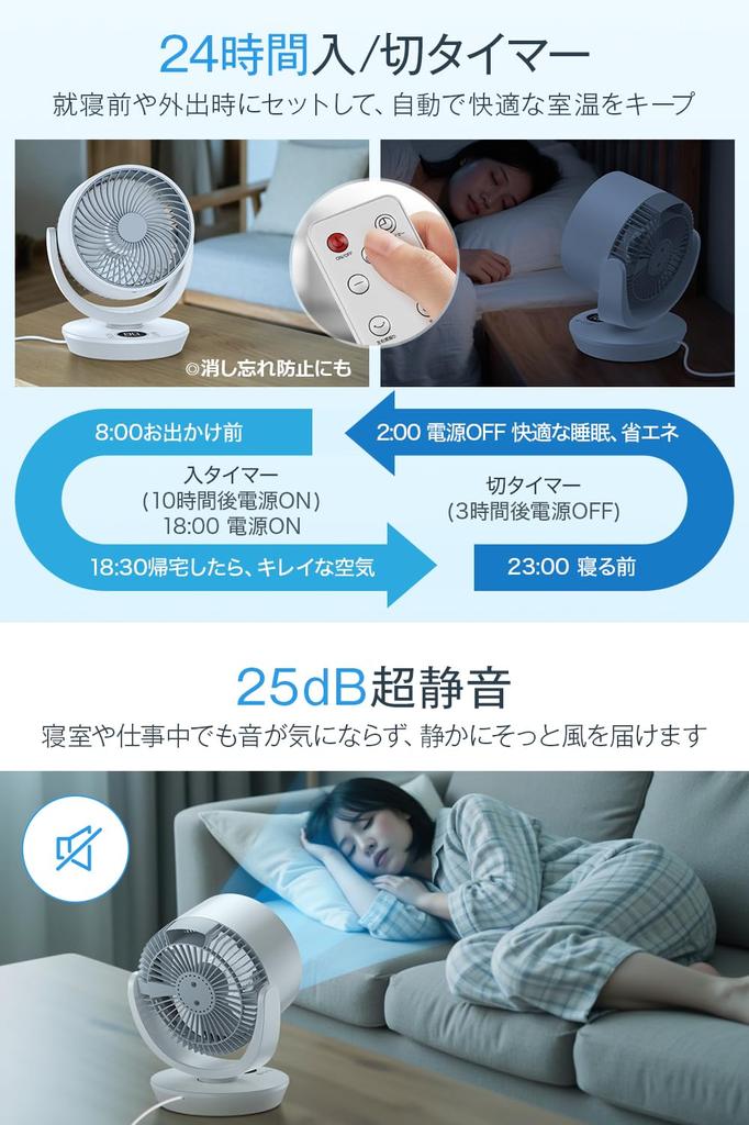 Quiet Circulator Fan Energy Saving Negative Ion Air Oscillating Adjustable DC Desktop Suitable for Rooms up to 28 Tatami Powerful Airflow 3 Wind Modes
