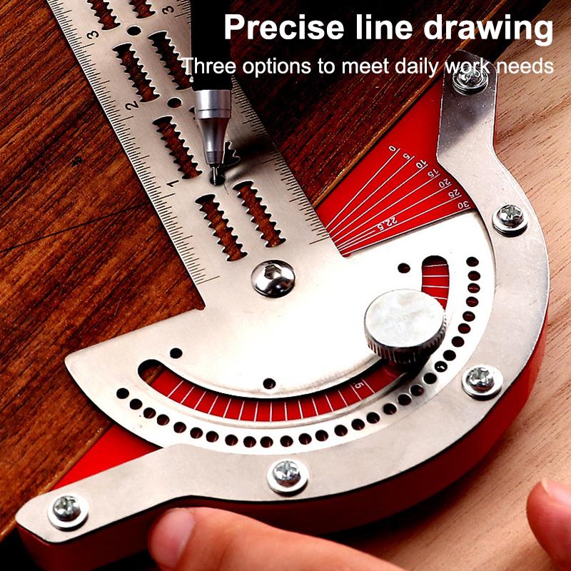 Угломер 0-180 градусов Деревообработчики Кромочная линейка Алюминиевый сплав Транспортир Углоискатель Линейка Прецизионный Плотницкий Измерительный инструмент
