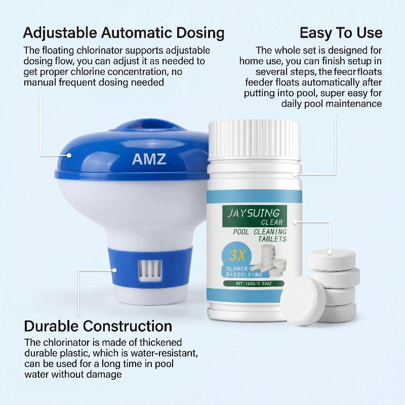 1/2Pcs Adjustable Floating Chlorine Dispenser Pool Water Sterilizer for Inground Above Ground Swimming Pools