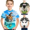 Детские футболки с короткими рукавами и забавными животными, детская рубашка, повседневная одежда с героями мультфильмов, футболка для мальчиков и девочек