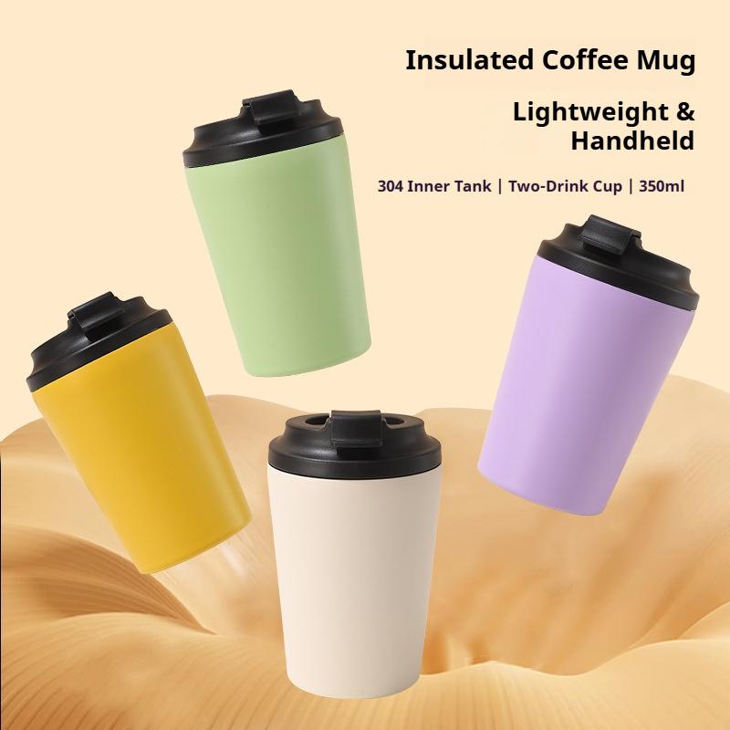 12oz Coffee Mug Stainless Steel Thermos Mug Car Insulated Flask Water Tumbler for Outdoor Sports Non-Slip Travel Vacuum Flask