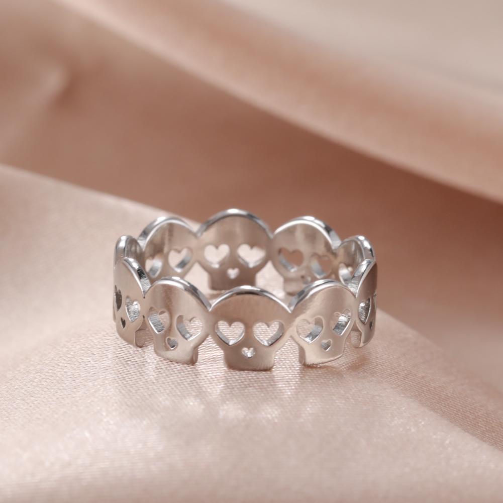 Skyrim Stainless Steel Women's Ring Simple Heart Butterfly Moon Phase Geometric Finger Rings Wedding Gift for Lover Wholesale