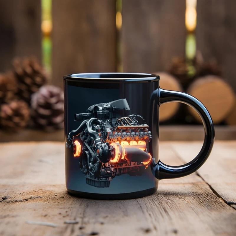 Ceramic Mug Mechanical Style Wide Mouth Design For Comfortable Drinking Experience Compact Portable Size Perfect For Daily Use
