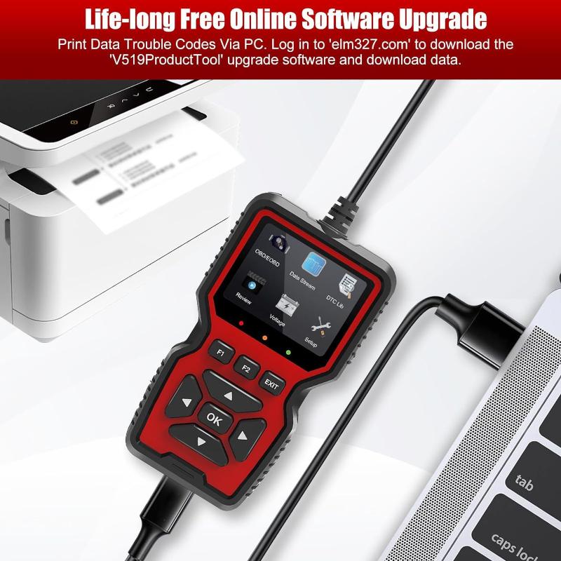 V519 Профессиональный USB OBD2 сканер Автомобильный диагностический инструмент для мониторинга двигателя в реальном времени и сброса кодов ошибок