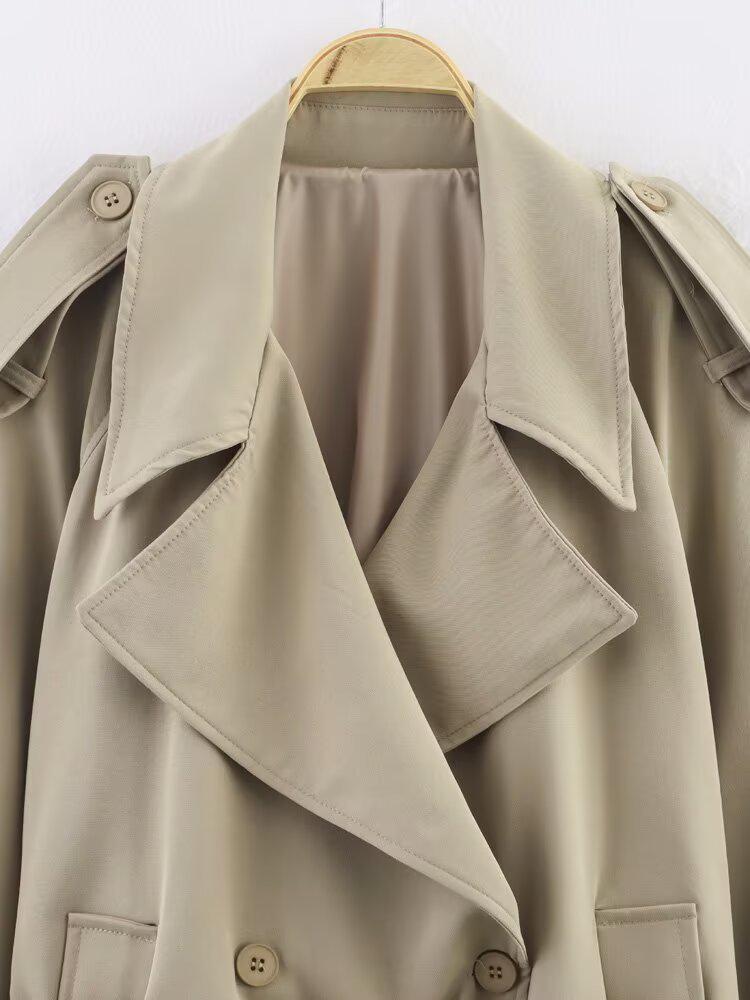 European-American Style Women's Casual Tie-Waist Trench Coat