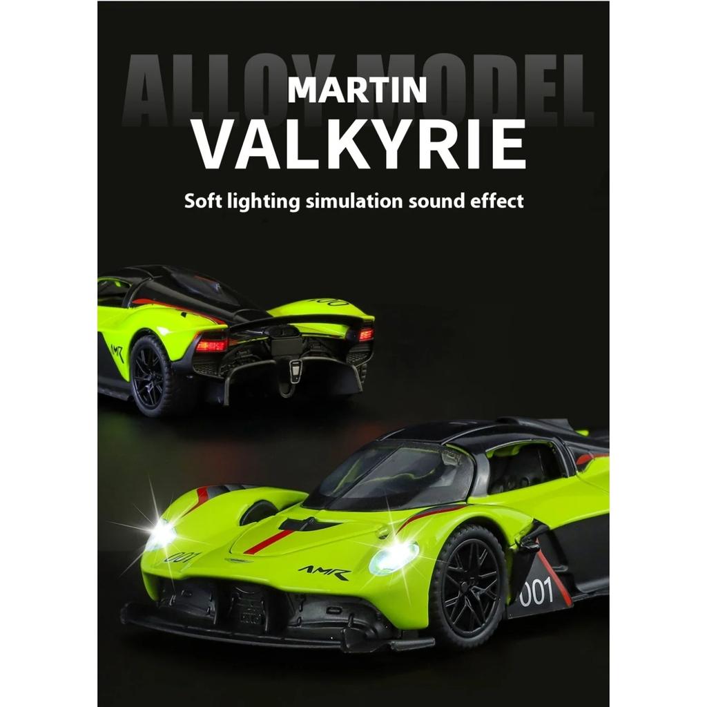 1/32 Aston Martin Valkyrie Alloy Sports Car Model Diecast Metal Racing Car Vehicles Model Sound and Light Simulation Collection Kids Toy Gift