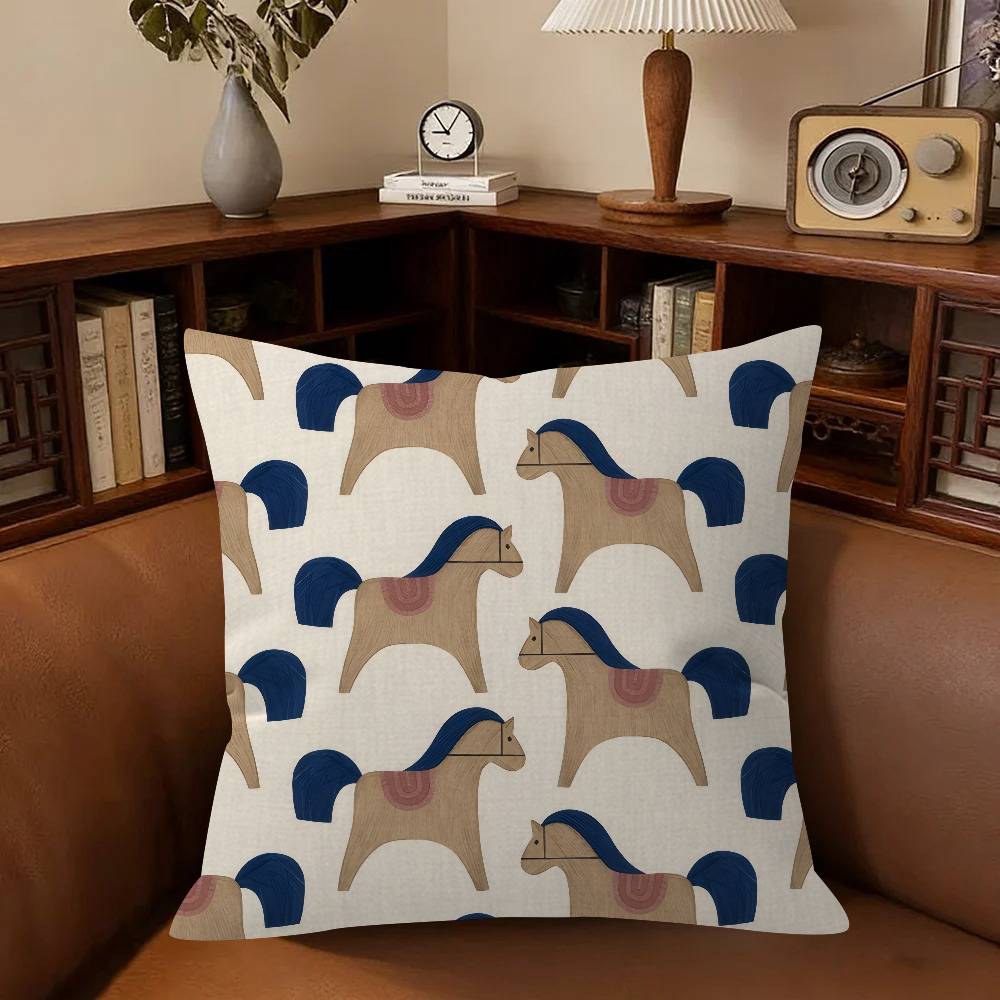 Modern Simple Geometric Light Luxury Horse Pillowcase Toon Gift Cushion Cover Bedroom Home Sofa Chair Seat Decor Pillow Case