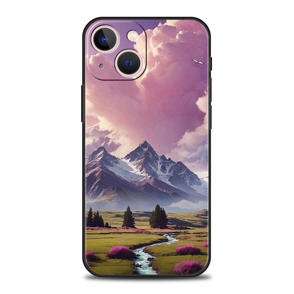 Pink Sunset Mountain Phone Case Cover for iPhone 17 16 15 14 13 12 11 Pro Max 17 Air Plus Shockproof Soft TPU Shell Fundas Capas
