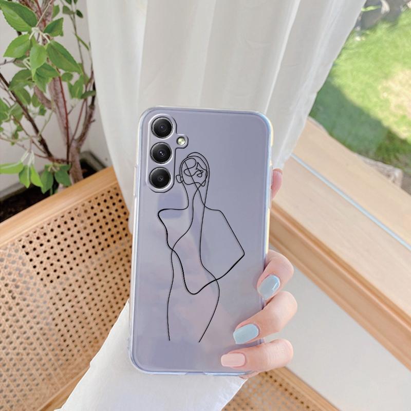 Мягкий силиконовый чехол Flower Line для Xiaomi Redmi Note 13 Pro 13C Poco Samsung A35 A55 M35 S24 Huawei Honor 90 iPhone Camera Защитный противоударный чехол