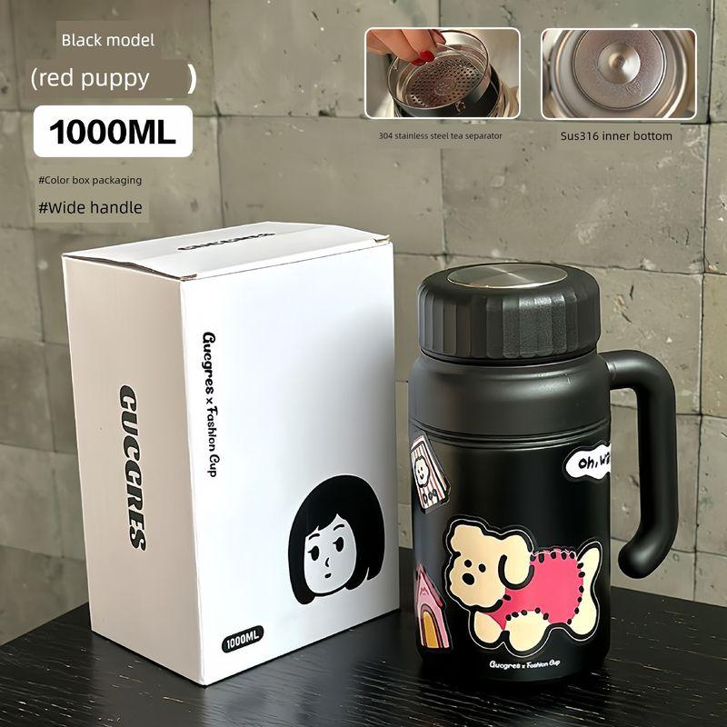 Japanese 1000ml Large-Capacity Thermos Cup 316 Stainless Steel Student Water Bottle High-Value Portable Cup with Handle