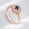 Blue White Zircon Round Rings for Women Glossy Golden Accessories Fashion Rings Costume Jewelry