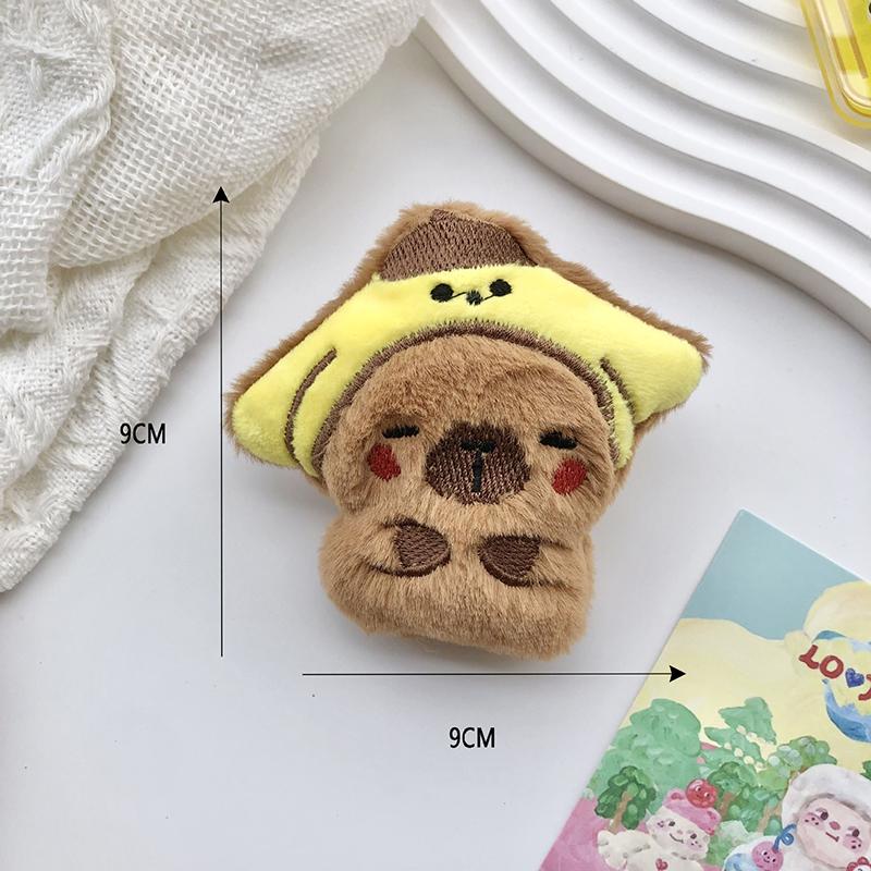 Милая капибара, плюшевая кукла, брошь, пушистая, мягкая, набивная одежда, значок, булавки, украшения для рюкзака, аксессуары