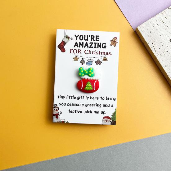 10 Sets Christmas Pocket Hug Gifts Mini Resin Positive Pocket Hug Token with Encouragement Card Appreciation Gifts for Coworker