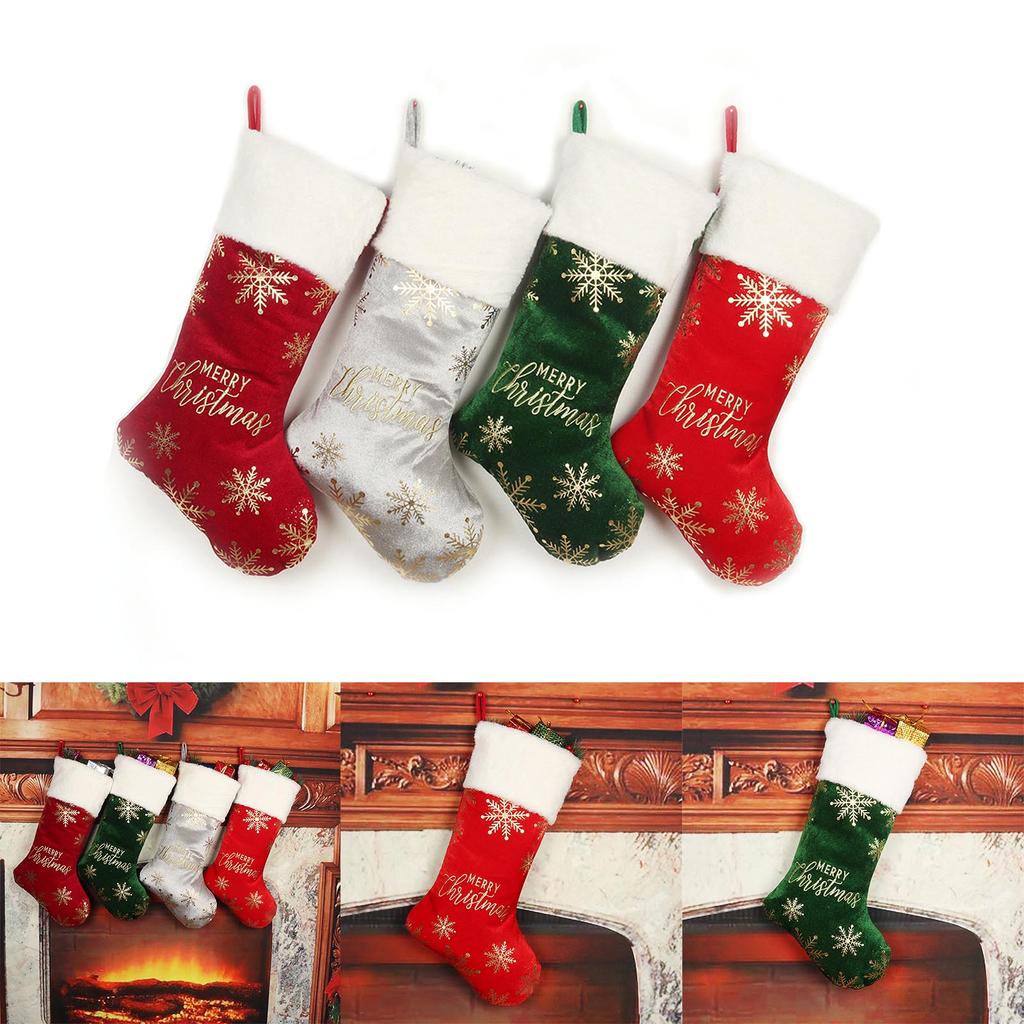 Christmas Velvet Stocking Pendant Xmas Tree Decor Filled Candy Gift Wrapping for Children Candy Indoor Family