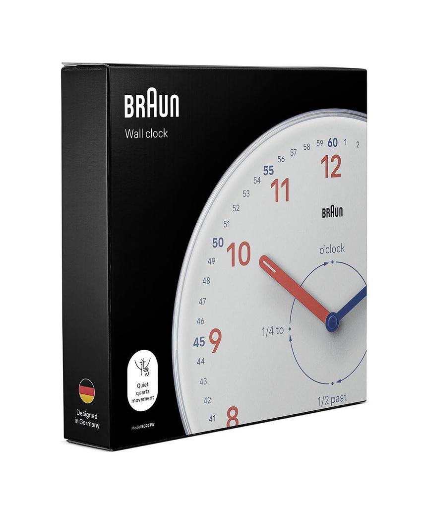 Braun Wall Time BC26TW [Официальный импорт] Часы, Учитель, Белый, Оранжевый,