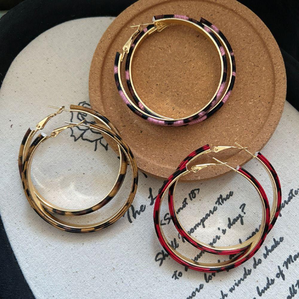 Y2k Resin Hoop Earrings Round Women's Jewelry Trendy Leopard Hoop Earrings Party