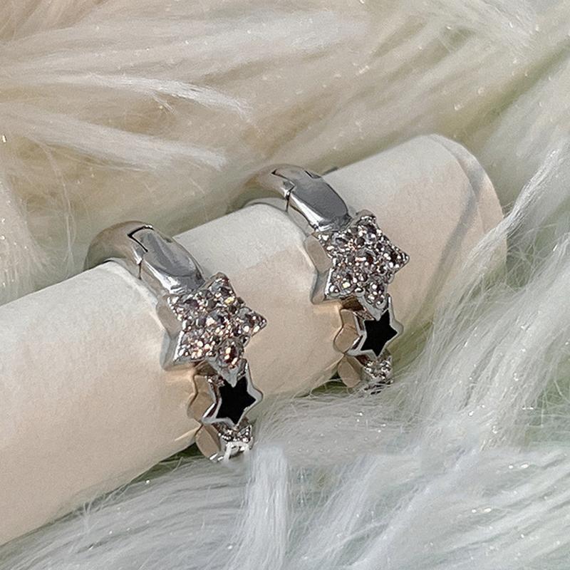 Ретро циркон пентаграмма ушная пряжка серьги тренд простые звезды кольца серьги для женщин девочек эстетические ювелирные изделия подарок